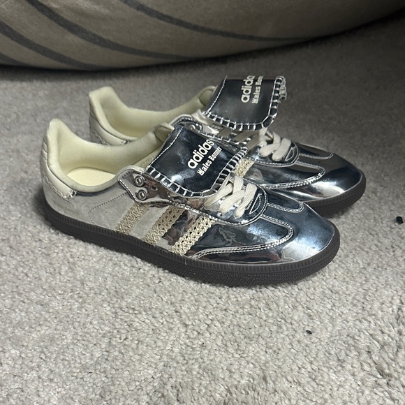 Adidas Metallic Silver Samba Sneakers - Picture 1 of 7
